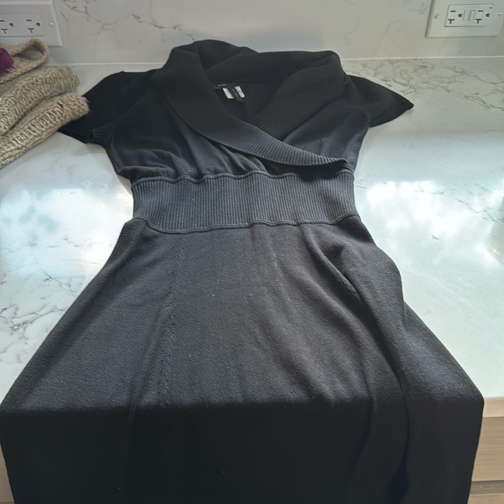 BCBG short sleeve black sweater dress